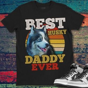 Husky Dog Best Dog Daddy Ever Father's Day Vintage T-shirt Unisex